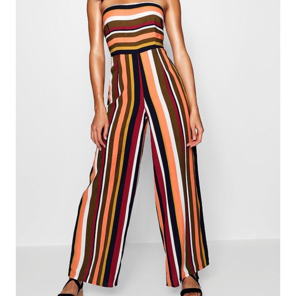 Boohoo Any Stripe Bandeau Jumpsuit - Picture 1 of 6
